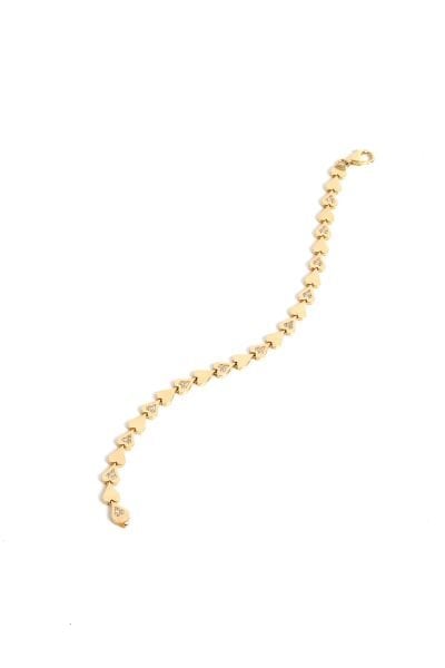 Taşlarla Süslü Altın Kalp Bileklik