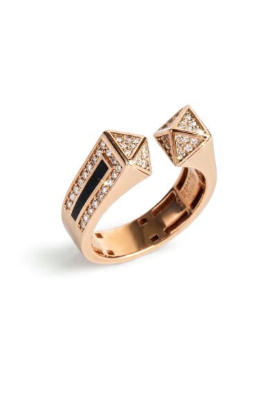 0.50 Karat Rose Gold Siyah Mineli Geometrik Pırlanta Yüzük