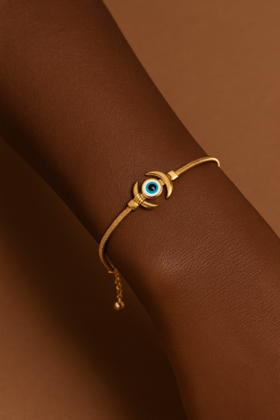 Hilal Tasarım Nazar Boncuklu Altın Bileklik