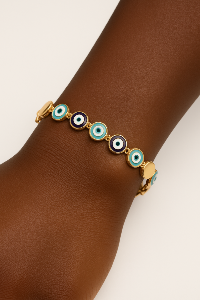 Nazar Boncuğu Taşlı Altın Bileklik