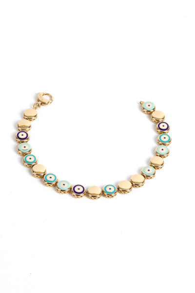 Nazar Boncuğu Taşlı Altın Bileklik