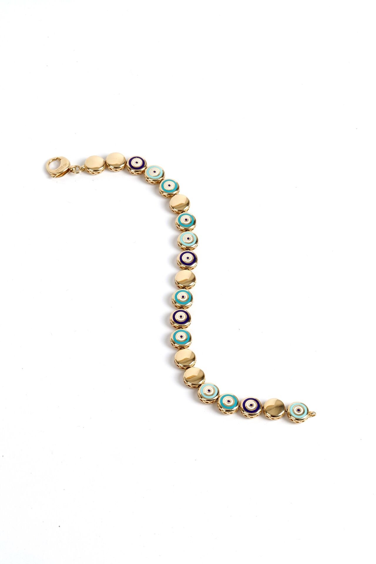 Nazar Boncuğu Taşlı Altın Bileklik