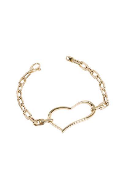 Zincir Kordonlu Kalp Tasarımlı Altın Bileklik