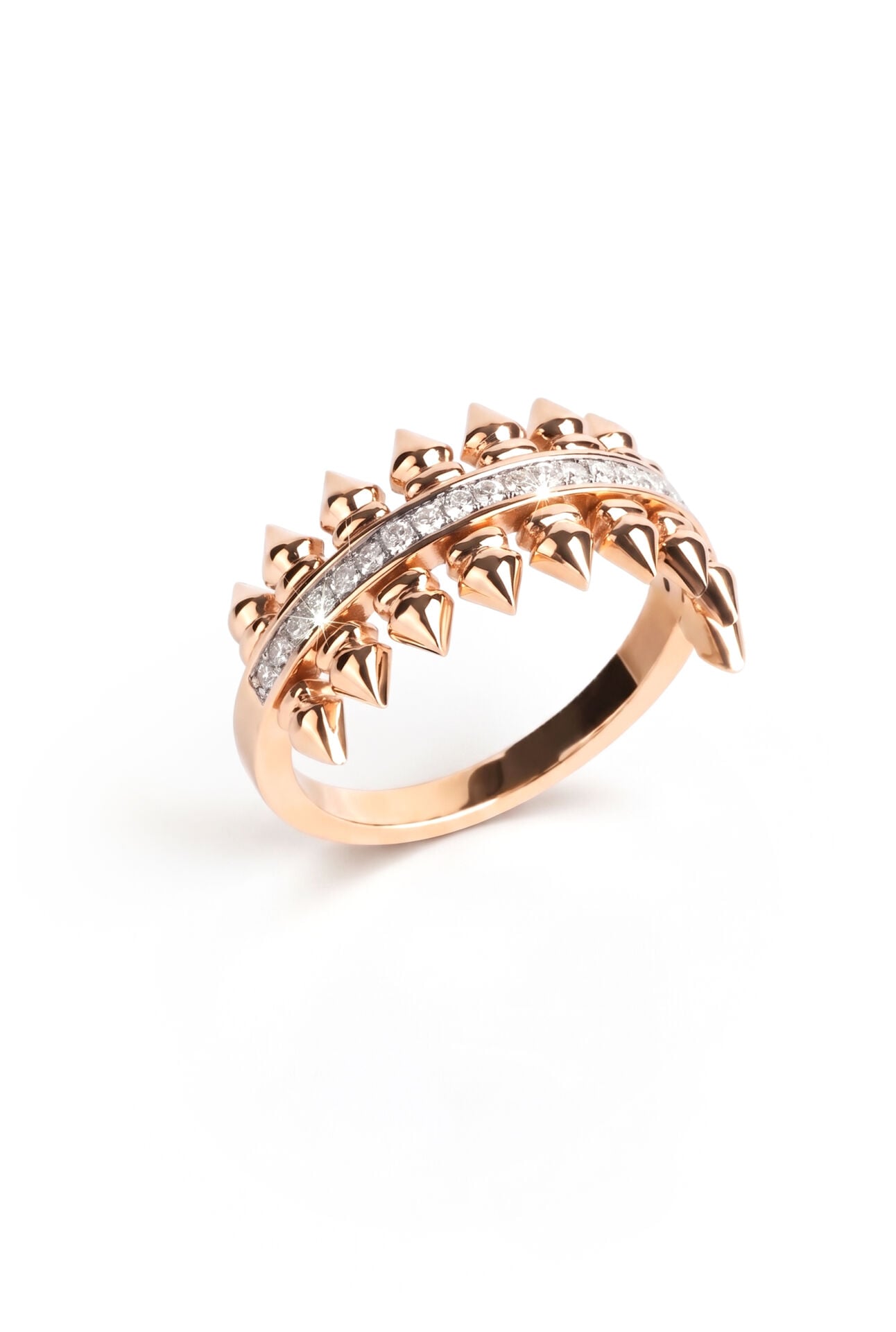 0.18 Karat Rose Gold Zımba Detaylı Pırlanta Yüzük