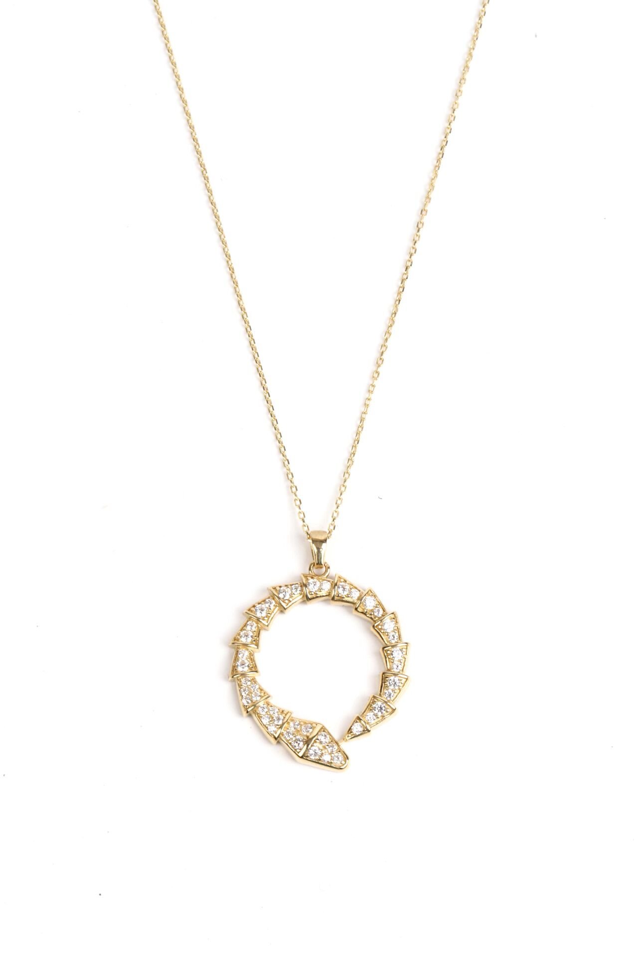 Yuvarlak Formda Pırlanta Taşlı Altın Kolye