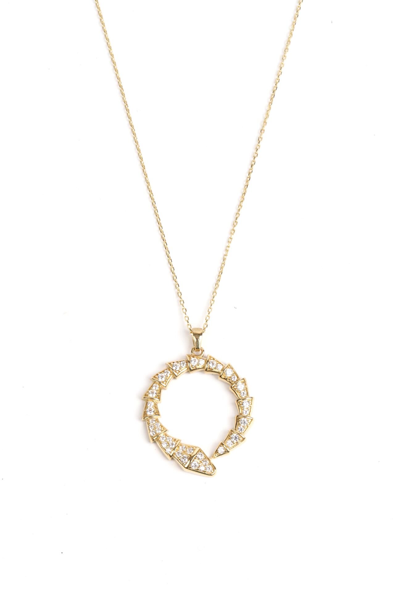 Yuvarlak Formda Pırlanta Taşlı Altın Kolye