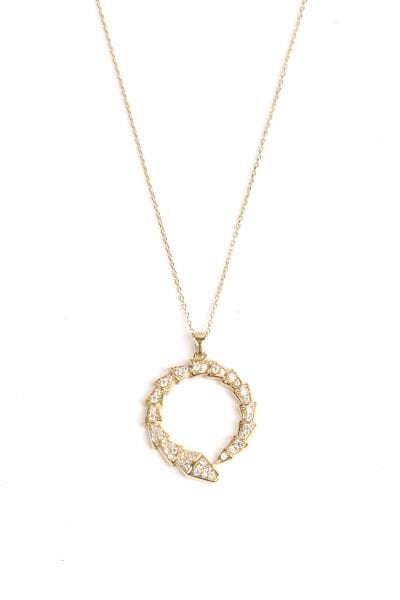 Yuvarlak Formda Pırlanta Taşlı Altın Kolye