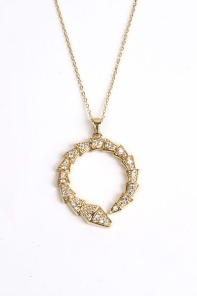 Yuvarlak Formda Pırlanta Taşlı Altın Kolye