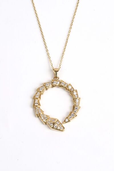 Yuvarlak Formda Pırlanta Taşlı Altın Kolye