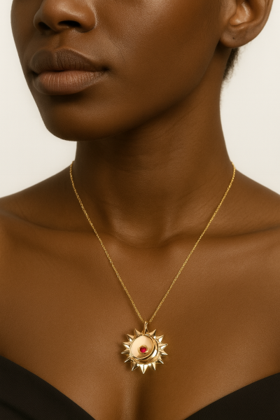 Güneş ve Ay Sembollü Altın Kolye