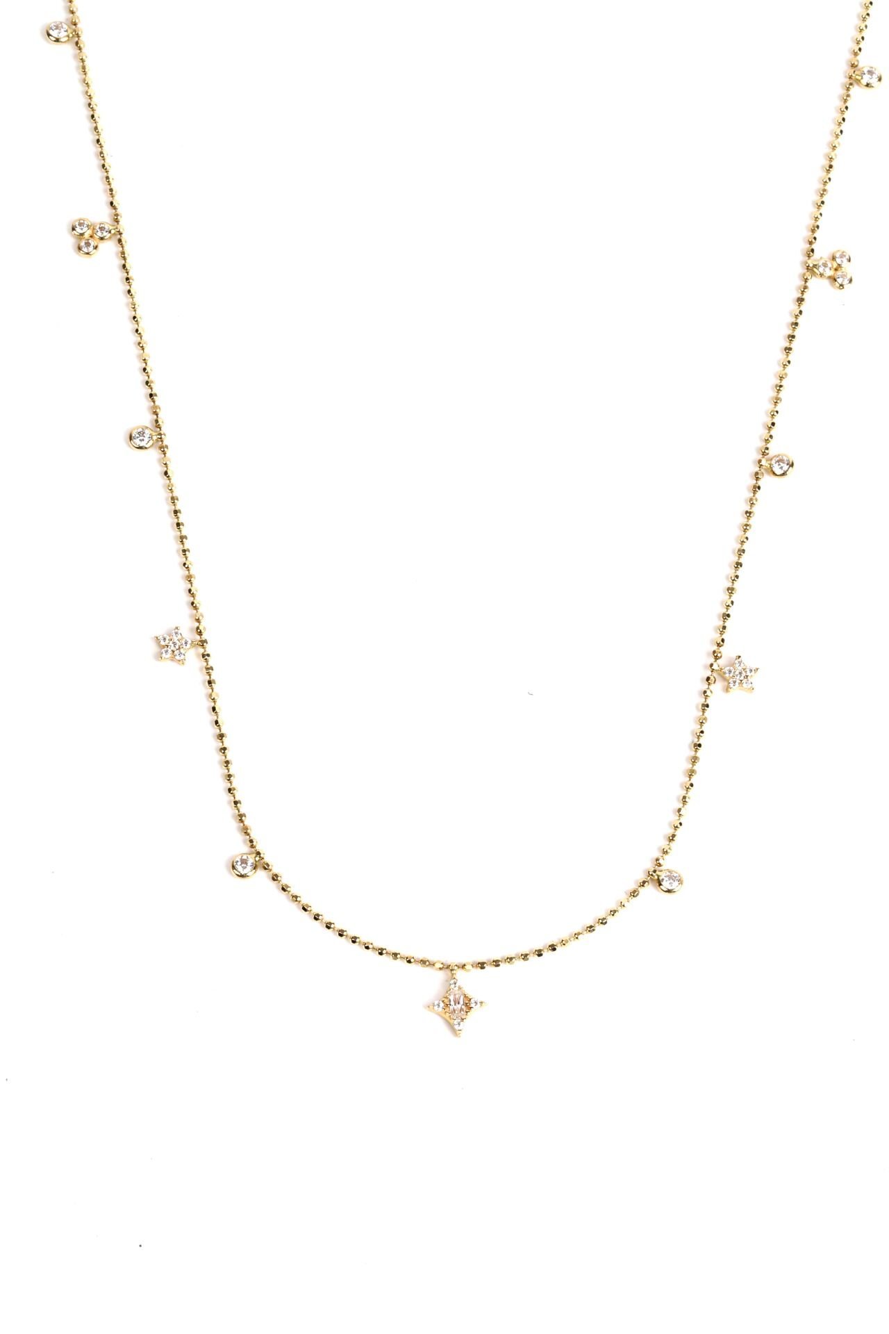 Yıldız Detaylı Zarif Altın Kolye