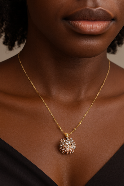 Üç Renkli Taşlı Zarif Kolye