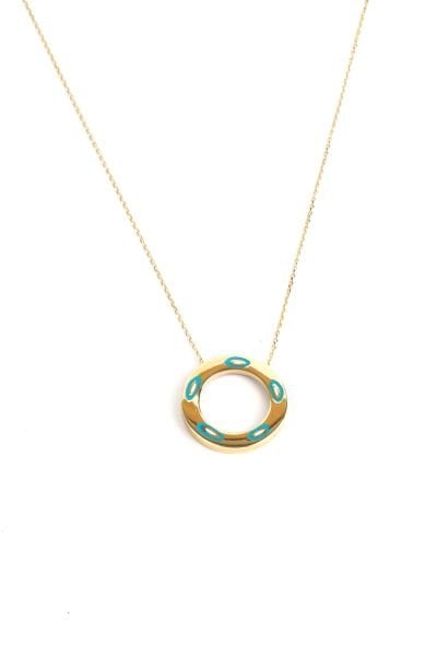 Altın Nazar Boncuklu Halka Tasarımlı Kolye