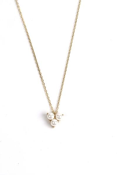 Üç İncili Tasarım Altın Kolye