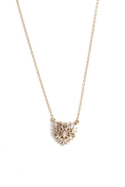 Işıltılı Kalp Formu Altın Kolye