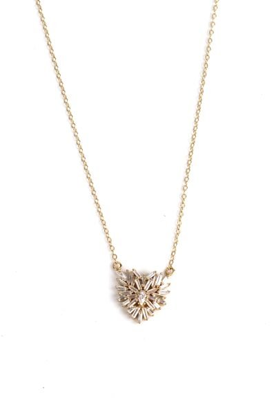 Işıltılı Kalp Formu Altın Kolye