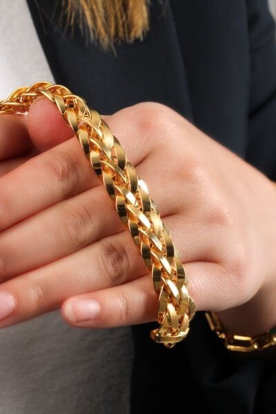 22 Ayar Altın Nazar Boncuğu Figürlü Mat ve Parlak Geçişli Halka Bileklik