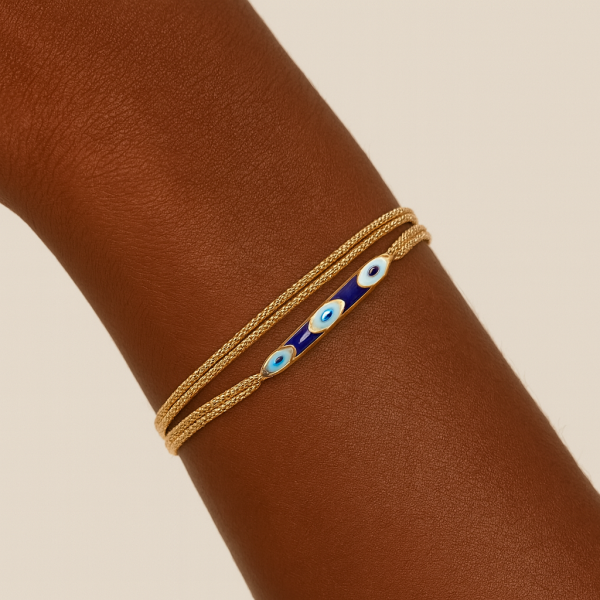 Altın Nazar Boncuklu Çoklu Zincir Bileklik