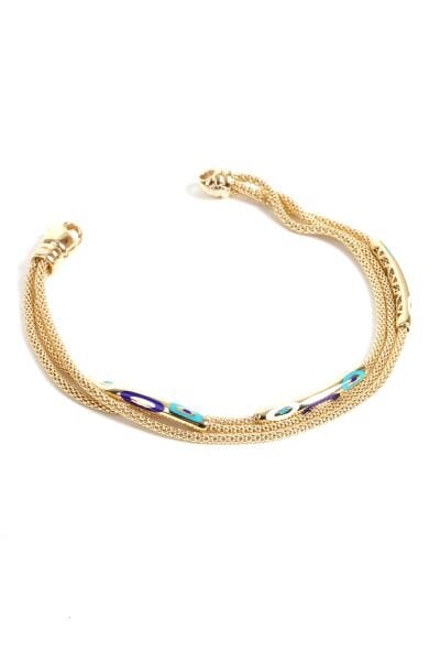 Altın Nazar Boncuklu Çoklu Zincir Bileklik