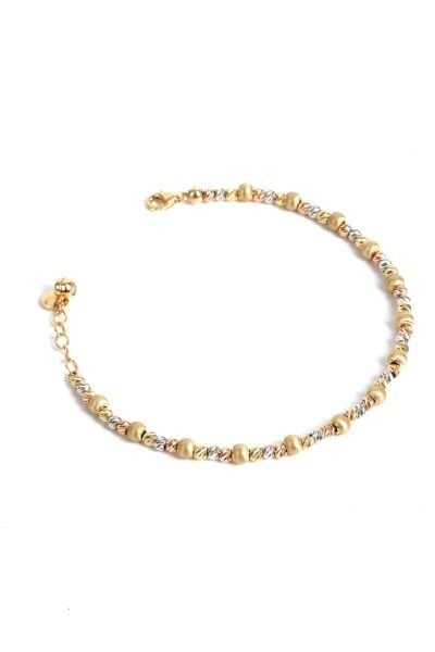 Üç Renk Altın Boncuklu Zarif Bileklik