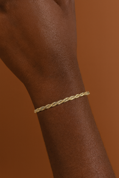 Örgü Desenli Altın Bileklik