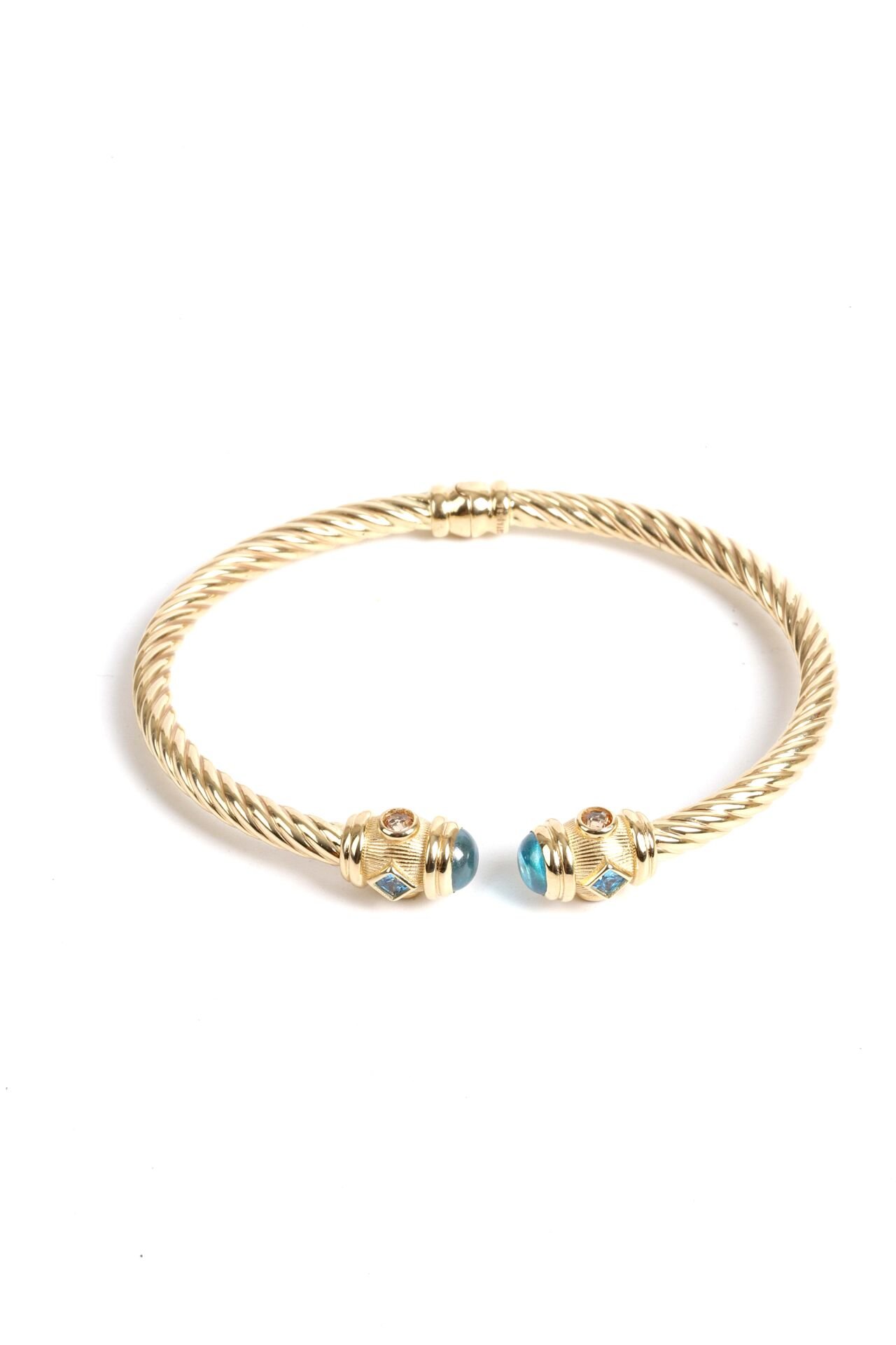 Mavi Taş Detaylı Burgu Altın Bileklik