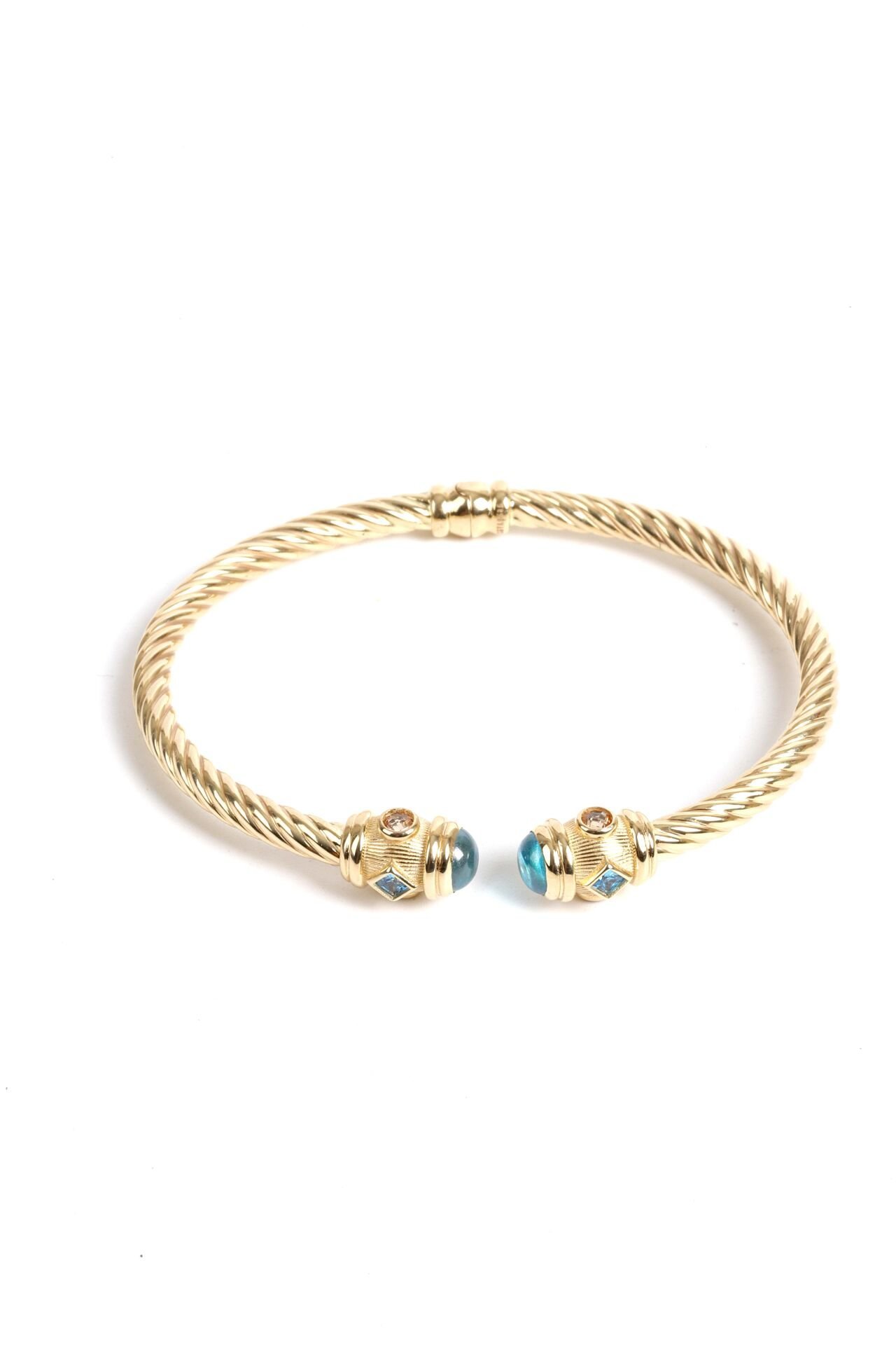Mavi Taş Detaylı Burgu Altın Bileklik