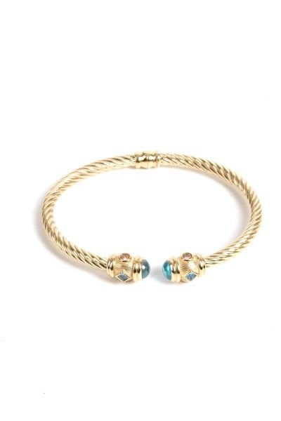 Mavi Taş Detaylı Burgu Altın Bileklik