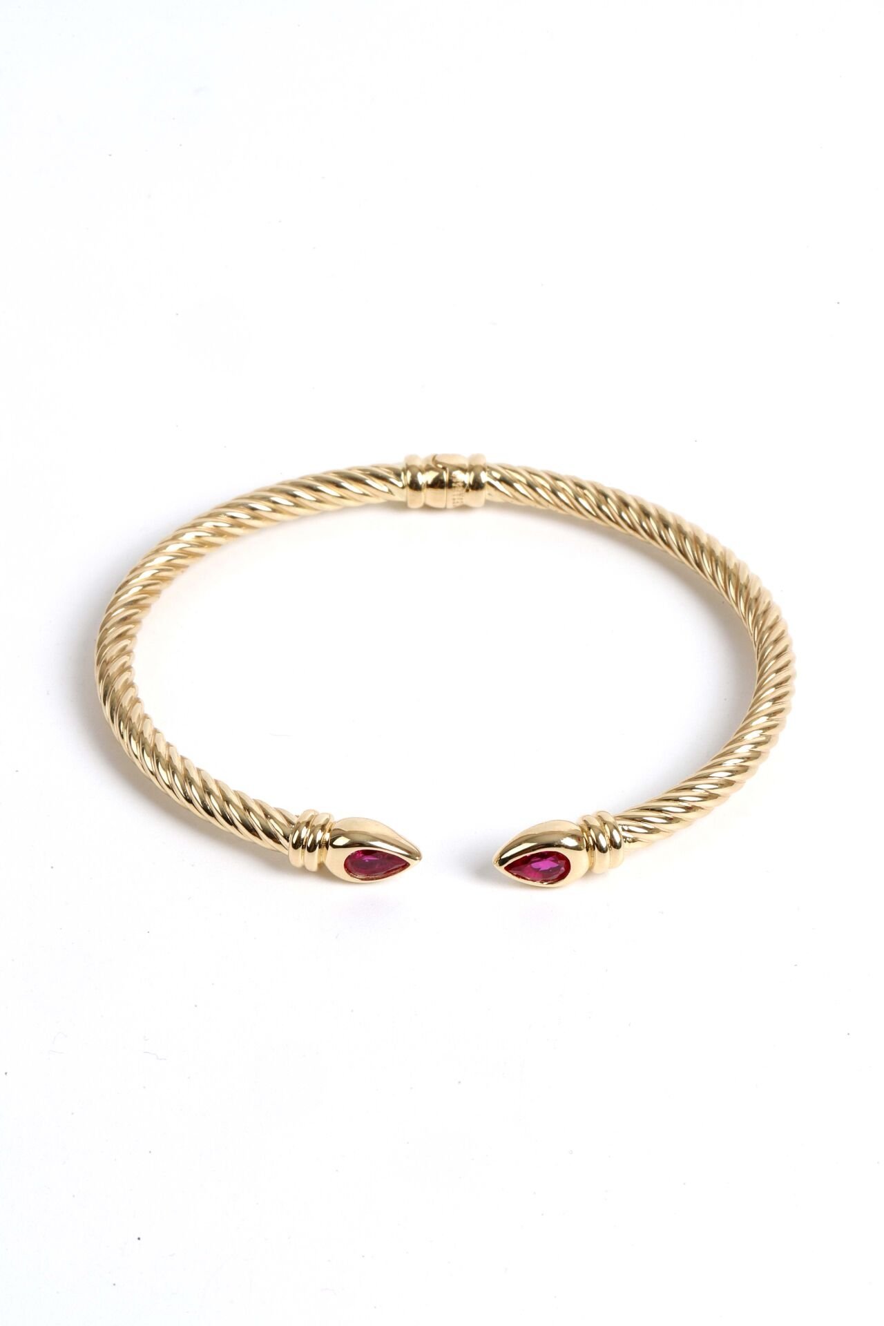 Kırmızı Damla Taşlı Burgu Altın Bileklik