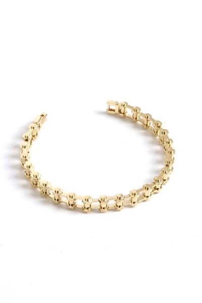 Modern Zincir Tasarımlı Altın Bileklik