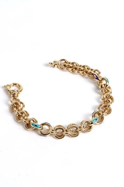 Nazar Boncuklu Halkalı Altın Bileklik