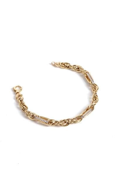 Pırlanta Taşlı Altın Zincir Bileklik