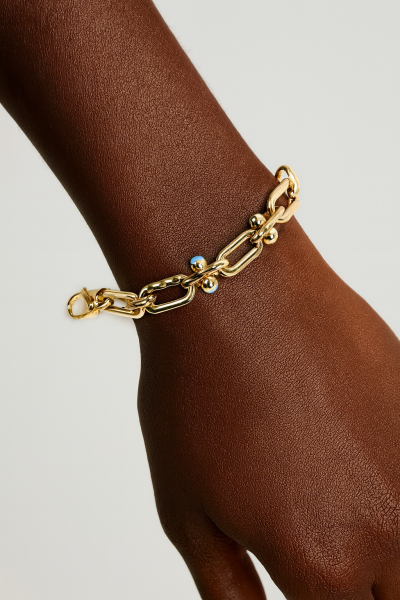 Modern Halkalı Altın Bileklik – Turkuaz Detaylı