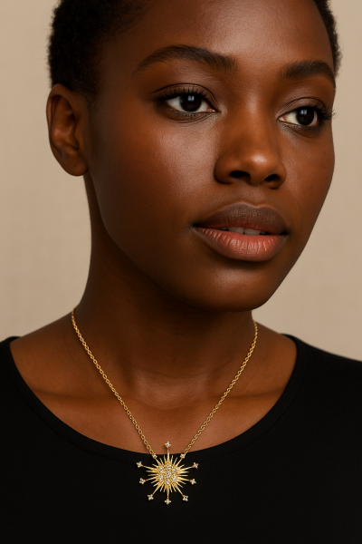 Ucu Yıldız Detaylı Tasarım Altın Kolye