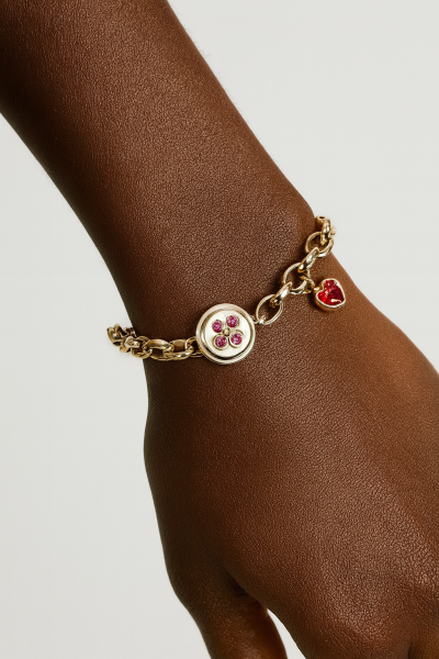 Altın Zincir Bileklik – Yonca ve Kalp Detaylı