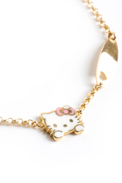 14 Ayar Altın Hello Kitty Figürlü İsimli Çocuk Künyesi