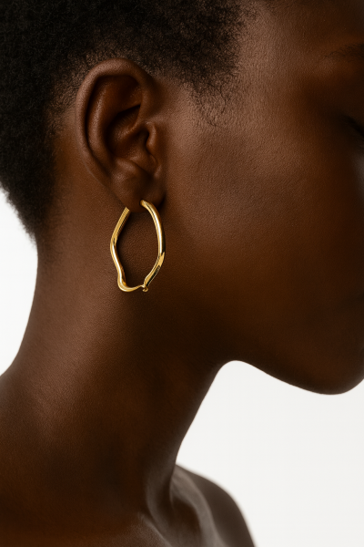 Organik Formlu Altın Küpe