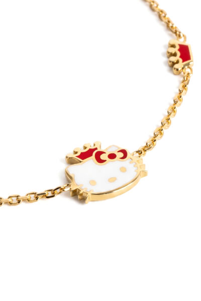 14 Ayar Altın Taçlı Hello Kitty Çocuk Bilekliği