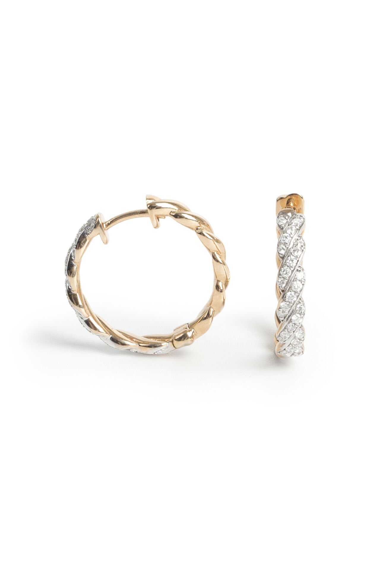 0.38 Karat Pırlanta Twist Burgu Halka Küpe