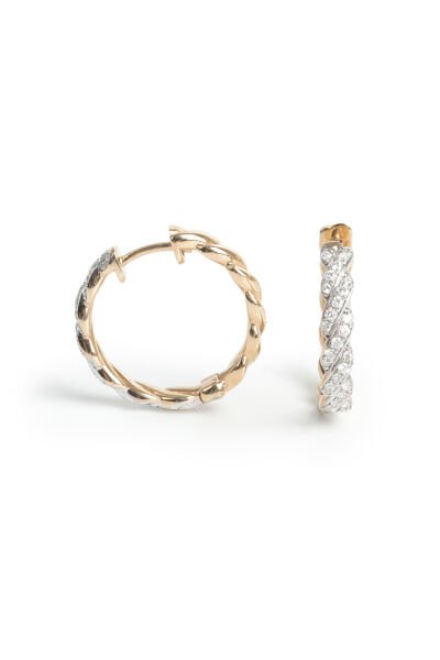 0.38 Karat Pırlanta Twist Burgu Halka Küpe