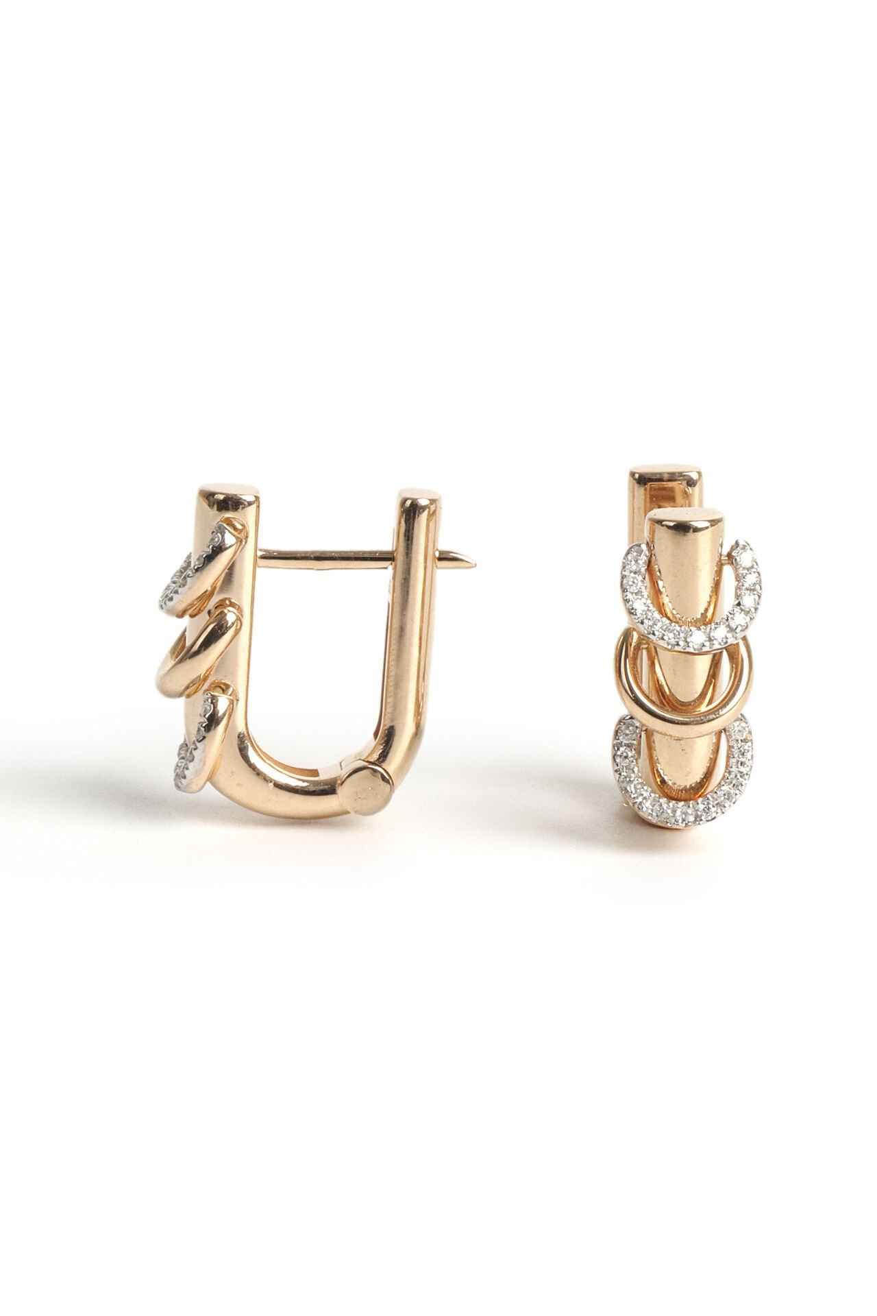 0.13 Karat Pırlanta Geçişli Tasarım Küpe