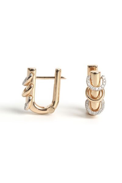 0.13 Karat Pırlanta Geçişli Tasarım Küpe