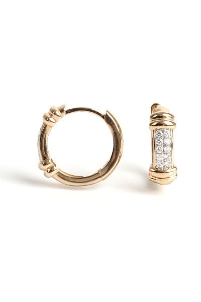 0.14 Karat Pırlanta Sütun Kanal Tasarım Halka Küpe