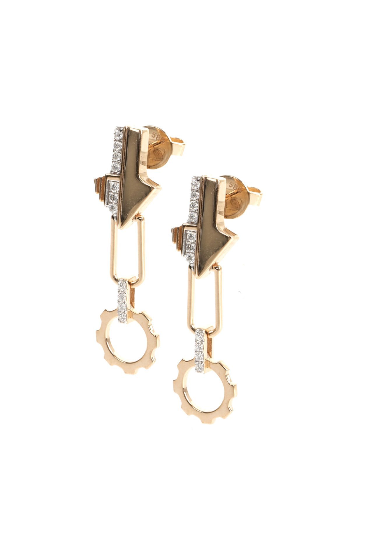 0.20 Karat Pırlanta Endüstriyel Tasarım Sallantılı Küpe