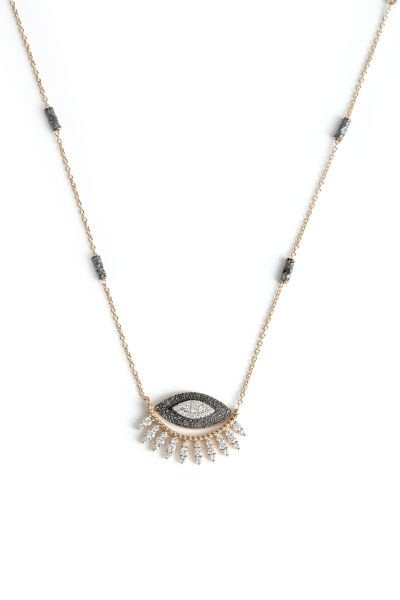 0.54 Karat Siyah ve Beyaz Pırlanta Göz Kolye