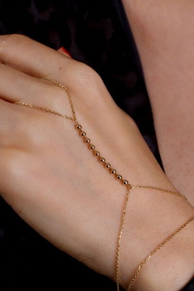 Altın Sıralı Top Detaylı Şahmeran Bileklik