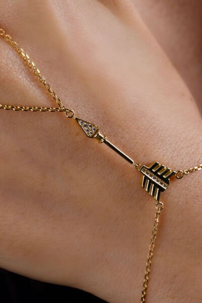 Altın Pırlanta Işıltılı Ok Tasarım Şahmeran Bileklik