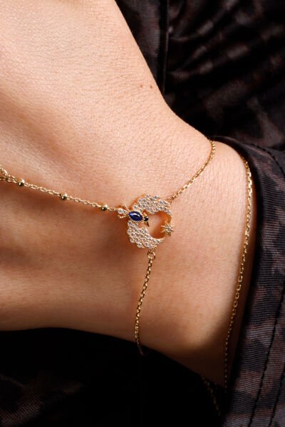 Altın Ay Yıldız Figürlü Şahmeran Bileklik