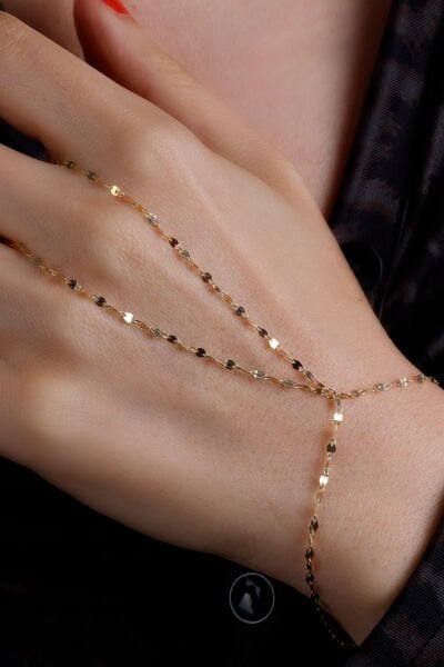 Altın Aynalı Disko Zincir Şahmeran Bileklik