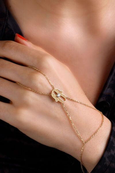 Altın Fatma Ana Eli Figürlü Şahmeran Bileklik